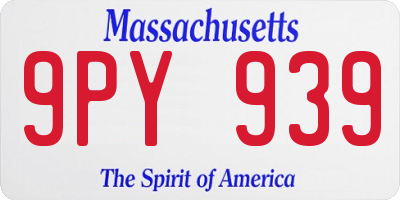 MA license plate 9PY939