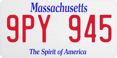MA license plate 9PY945