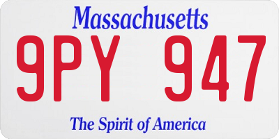 MA license plate 9PY947