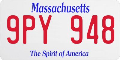MA license plate 9PY948