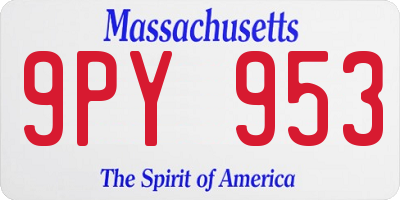 MA license plate 9PY953