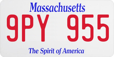 MA license plate 9PY955