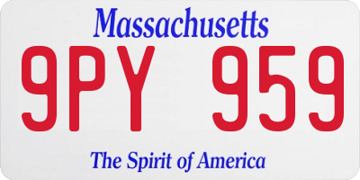 MA license plate 9PY959