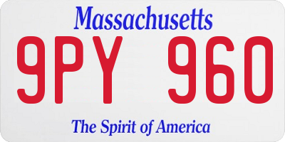 MA license plate 9PY960