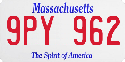 MA license plate 9PY962
