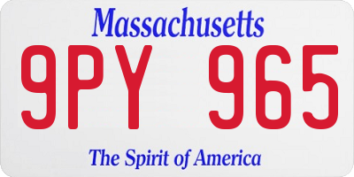MA license plate 9PY965