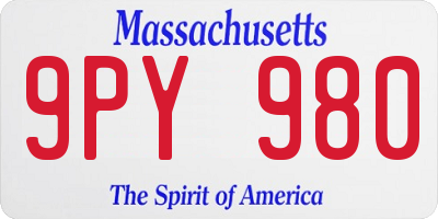 MA license plate 9PY980