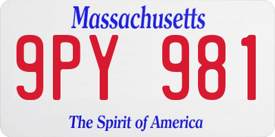 MA license plate 9PY981