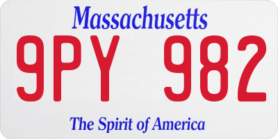 MA license plate 9PY982