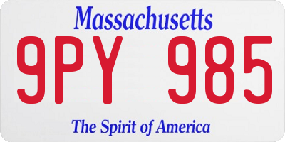 MA license plate 9PY985