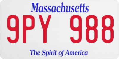 MA license plate 9PY988