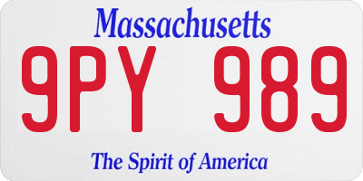 MA license plate 9PY989