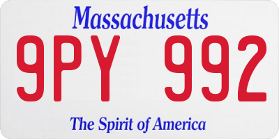 MA license plate 9PY992