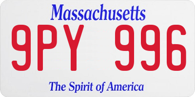 MA license plate 9PY996