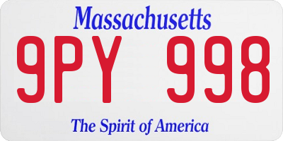 MA license plate 9PY998