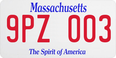 MA license plate 9PZ003