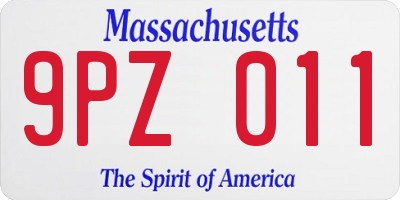 MA license plate 9PZ011