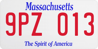 MA license plate 9PZ013