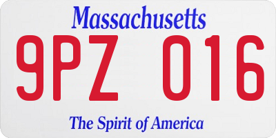 MA license plate 9PZ016