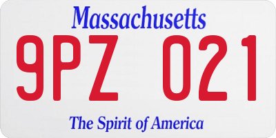 MA license plate 9PZ021