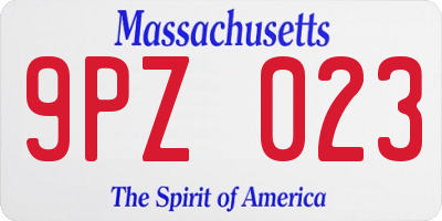 MA license plate 9PZ023