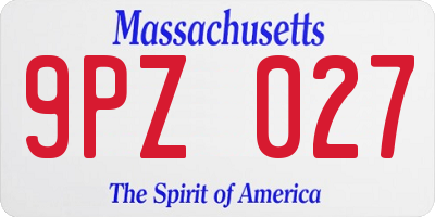 MA license plate 9PZ027
