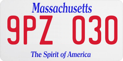 MA license plate 9PZ030