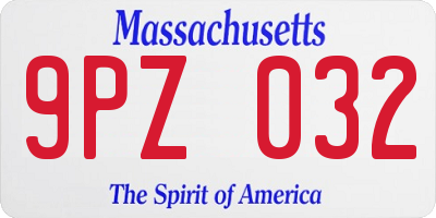 MA license plate 9PZ032