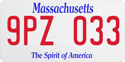 MA license plate 9PZ033