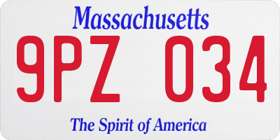 MA license plate 9PZ034