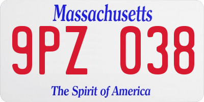 MA license plate 9PZ038