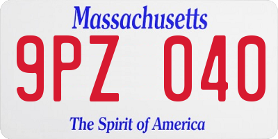 MA license plate 9PZ040