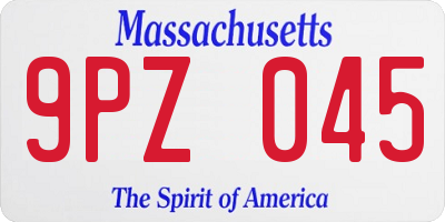 MA license plate 9PZ045