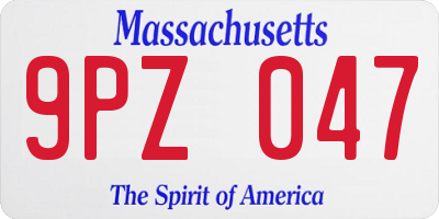 MA license plate 9PZ047