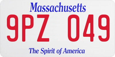 MA license plate 9PZ049