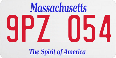 MA license plate 9PZ054