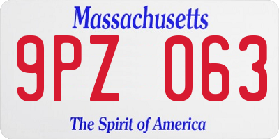 MA license plate 9PZ063