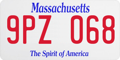 MA license plate 9PZ068