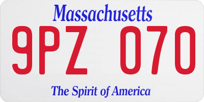 MA license plate 9PZ070