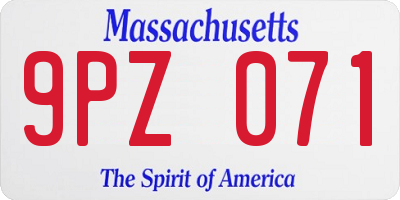 MA license plate 9PZ071