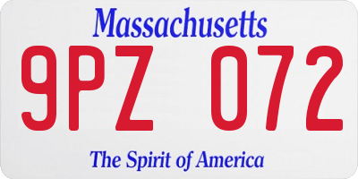 MA license plate 9PZ072