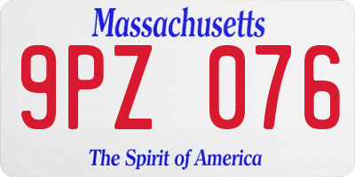 MA license plate 9PZ076
