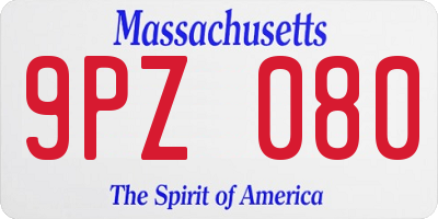MA license plate 9PZ080