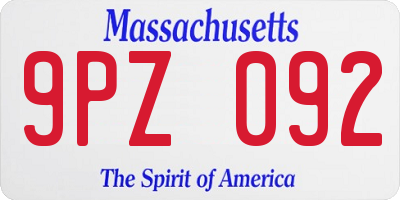 MA license plate 9PZ092