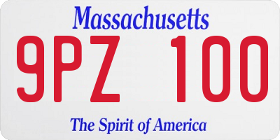 MA license plate 9PZ100