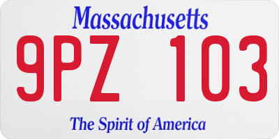 MA license plate 9PZ103