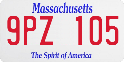 MA license plate 9PZ105