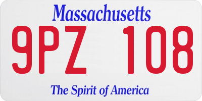 MA license plate 9PZ108