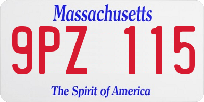 MA license plate 9PZ115