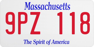 MA license plate 9PZ118